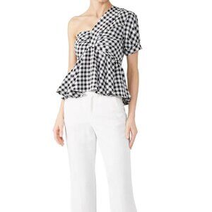 One Shoulder Gingham Top - Size small